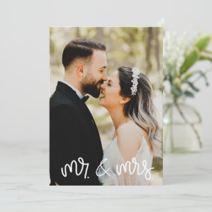 Sr. Mrs. Photo Black Boda Gracias Tarjeta