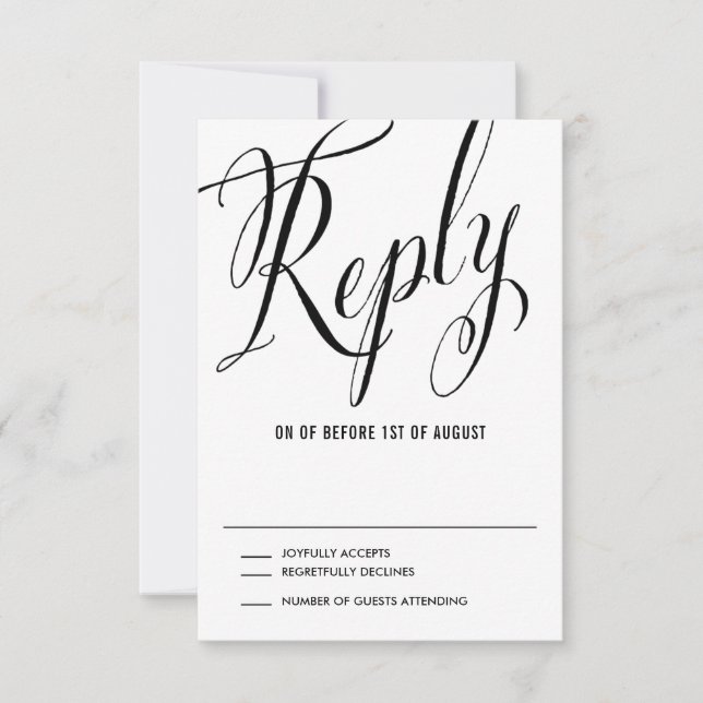 Sr. Negro y la Sra. Elegant Script Wedding RSVP (Anverso)