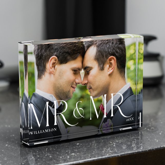 Sr. Newlyw Regalo Pareja Moderna Foto Keepsake (Mr Mr Newlywed Gift Modern Couple Photo Keepsake)
