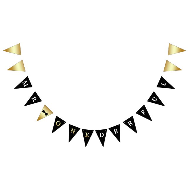Sr Onederful Bandera Negro Blanco y Dorado (Todo)