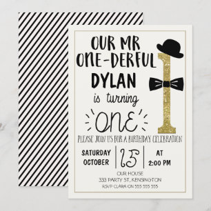 Sr. ONEMaravillosa Invitación de cumpleaños con or