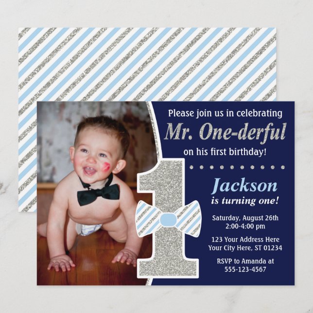 Sr. ONEmaravillosas invitaciones de cumpleaños (Anverso / Reverso)