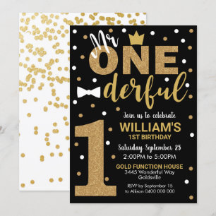 Sr. Onemaravilloso Invitación Negro y Oro