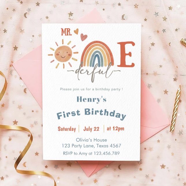Sr. ONEMaravilloso Niño Invitación de primer cumpl (Subido por el creador)