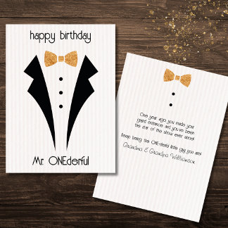 Sr. ONEmaravilloso primer cumpleaños tarjeta plana