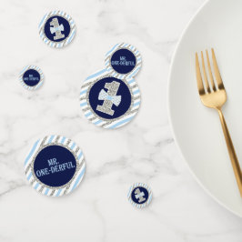 Sr. ONEmaravillosos Confetti de mesa en azul y pla