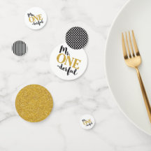 Sr. ONEmaravillosos Confetti de mesa en negro y or