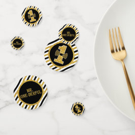 Sr. ONEmaravillosos Confetti de mesa en negro y or