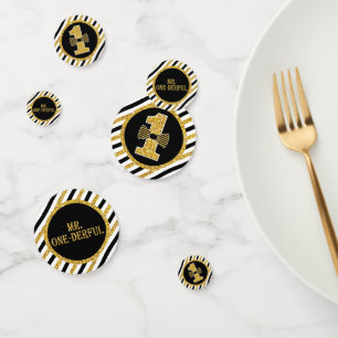 Sr. ONEmaravillosos Confetti de mesa en negro y or