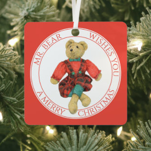 SR. Ornamento cuadrado de aluminio BEAR + texto