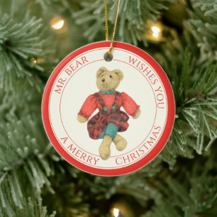 SR. Ornamento de Círculo Cerámico del OSO + Texto