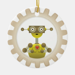 Sr. Robot con el ornamento del corazón del