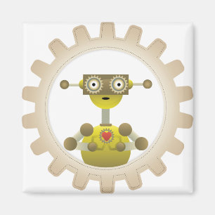 Sr. Robot con imán Steampunk Gear Heart
