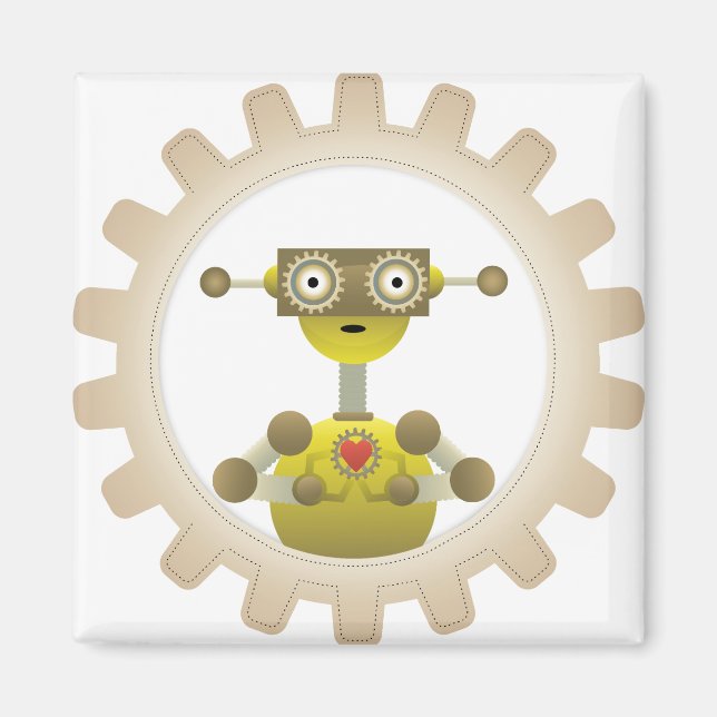 Sr. Robot con imán Steampunk Gear Heart (Frente)