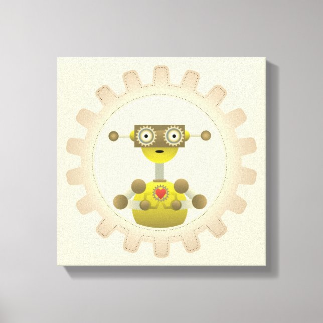 Sr. Robot con papel de lienzo Steampunk Gear Heart (Anverso)