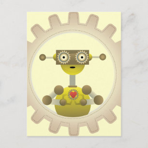 Sr. Robot con tarjeta postal Steampunk Gear Heart