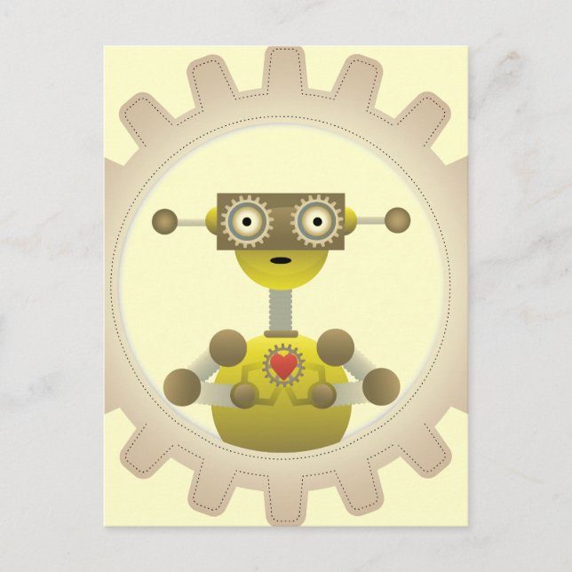Sr. Robot con tarjeta postal Steampunk Gear Heart (Anverso)
