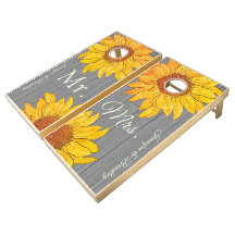 Sr. Rustic Wood Gray Yellow Sunflower