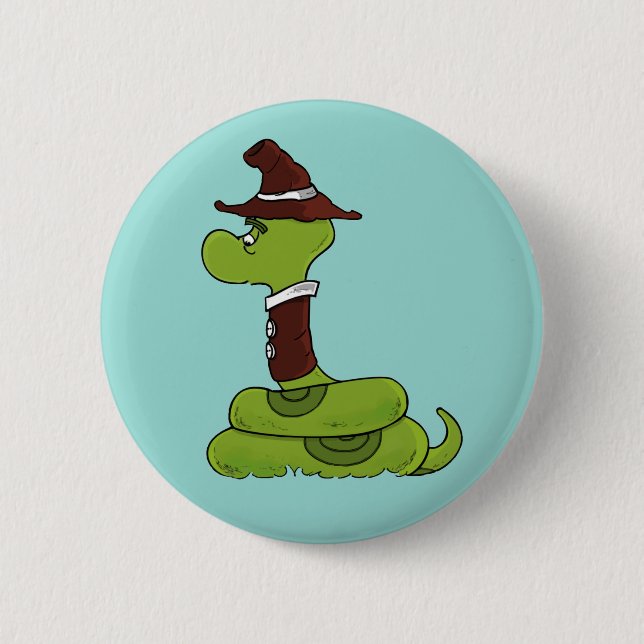 Sr. Wiggly | Botón Pinback de Anaconda (Anverso)