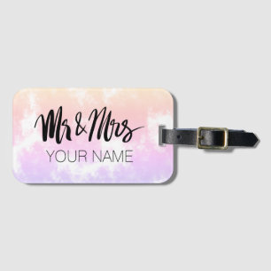 Sr. y la señora etiqueta del equipaje de la