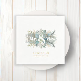 "Sr. y la servilleta elegante con hojas