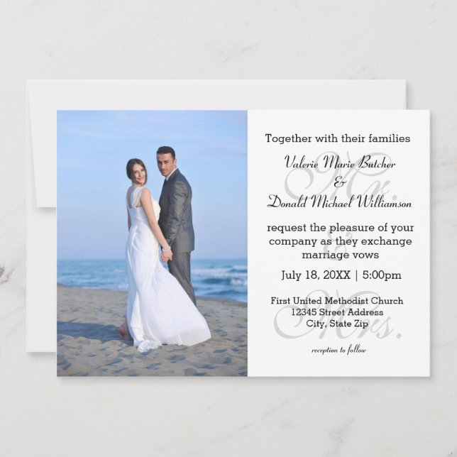 Sr. y la Sra. Gray - Invitación a la boda fotográf (Anverso)