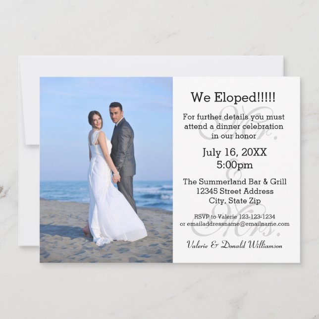 Sr. Y la Sra. Gray We Eloped - Invitación fotográf (Anverso)