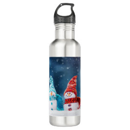 Sr. y la Sra. Snowman Botella de acero inoxidable
