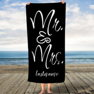 Sr. y señora blancos y negros Custom Towel de la