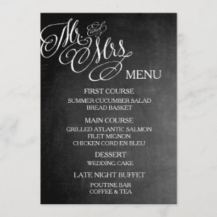 Sr. y señora clásicos Wedding Menu Chalkboard