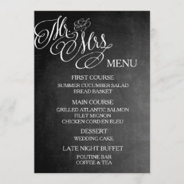 Sr. y señora clásicos Wedding Menu Chalkboard