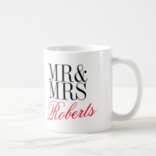 Sr. y señora compromiso o taza de encargo del