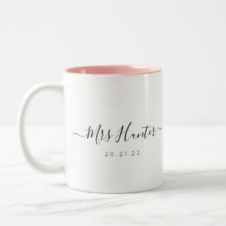 Sr. y señora taza de café - detalle rosado