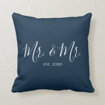 Sr. y Sr. Cojín decorativo para el aniversario de 