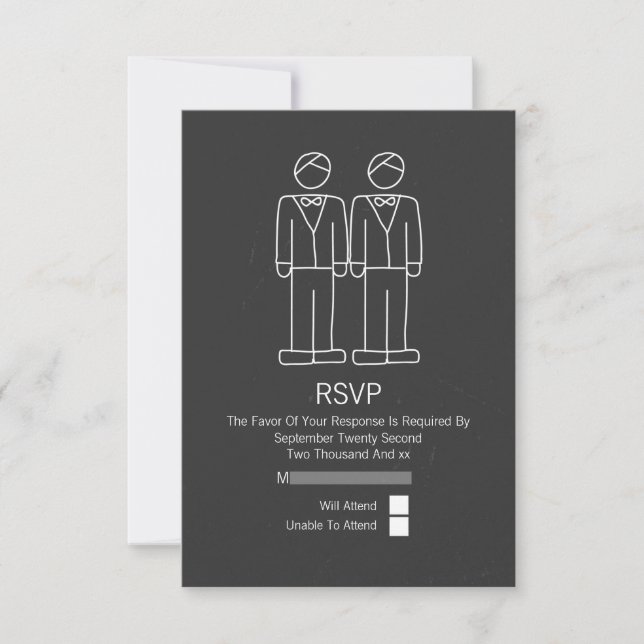 Sr. y Sr. Doodle Chalkboard Gay Wedding RSVP (Anverso)