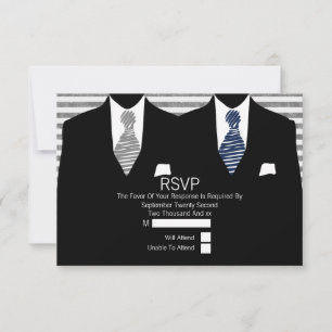 Sr. y Sr. Suit Gray Navy Ties Gay Wedding RSVP
