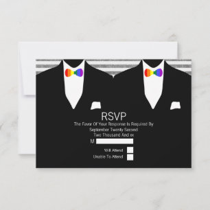 Sr. y Sr. Suit Rainbow Bow Ties Gay Wedding RSVP