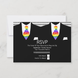 Sr. y Sr. Suit y Rainbow Tie Wedding RSVP