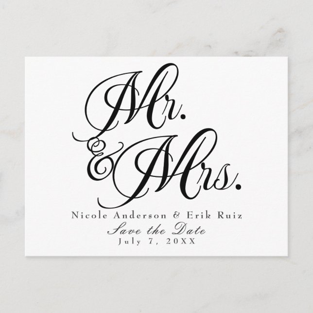 Sr. y Sra. Black White Guardar la invitación de fe (Anverso)