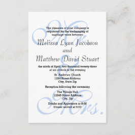 Sr. y Sra. Blue-3x5 Boda y invitación a la recepci