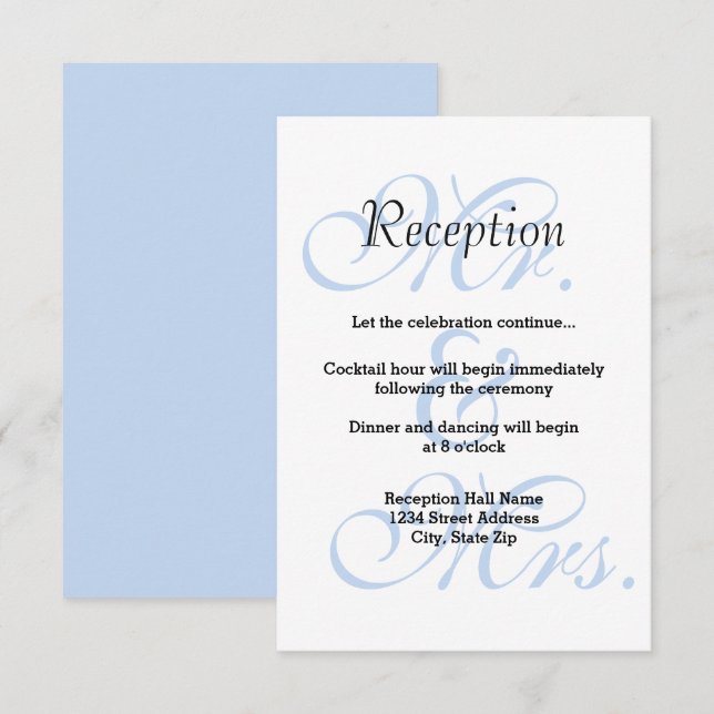 Sr. y Sra. Blue - Invitación a la Recepción (Anverso / Reverso)