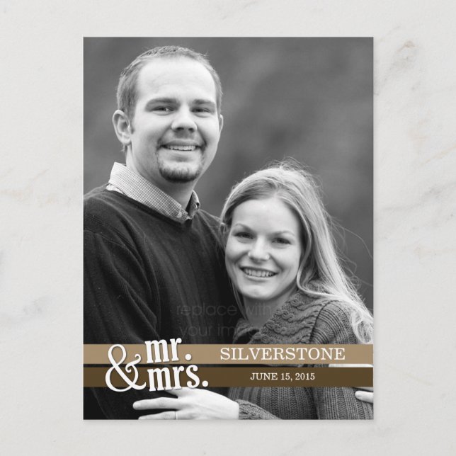 Sr. y Sra. Boda Gracias Tarjeta - Brown (Anverso)