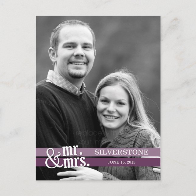 Sr. y Sra. Boda Gracias Tarjeta - Plum (Anverso)