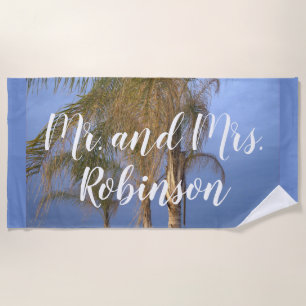 Sr. y Sra. Boda Palm Trees Toalla de Playa