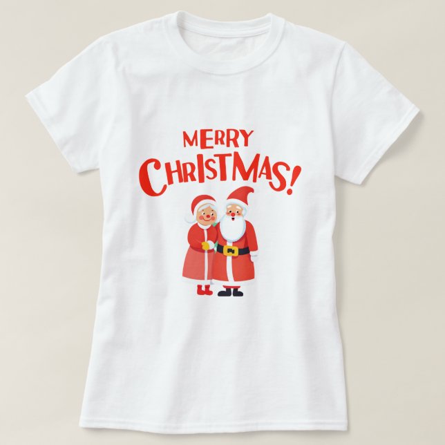 Sr. y Sra. Claus Playful Merry Camiseta de Navidad (Diseño del anverso)