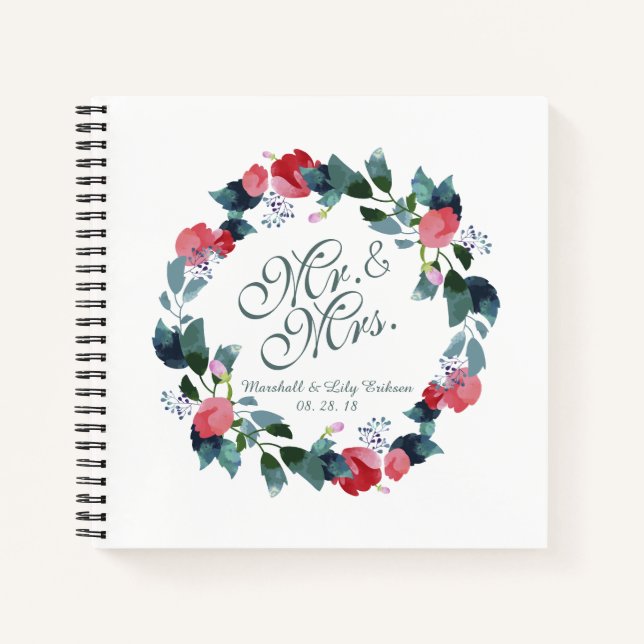 Sr. y Sra. Elegant Boda Floral | Libro de visitas (Anverso)