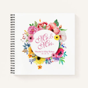 Sr. y Sra. Elegant Boda Floral   Libro de visitas