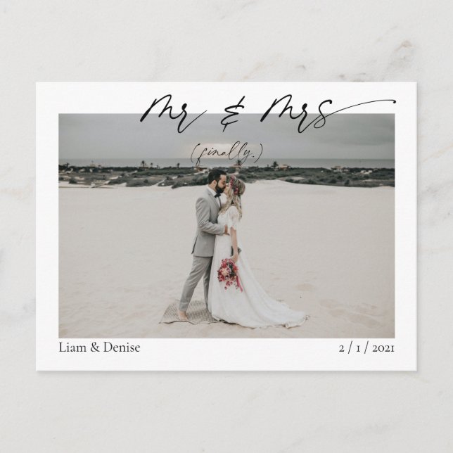 Sr. y Sra. (finalmente) Invitación Boda de guión d (Anverso)