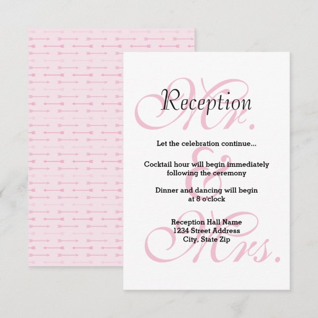 Sr. y Sra. Flechas Rosas - Invitación a la Recepci (Anverso / Reverso)