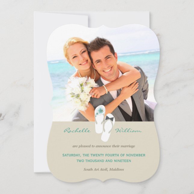 Sr. y Sra. Flip Flops Invitación de bodas en la pl (Anverso)